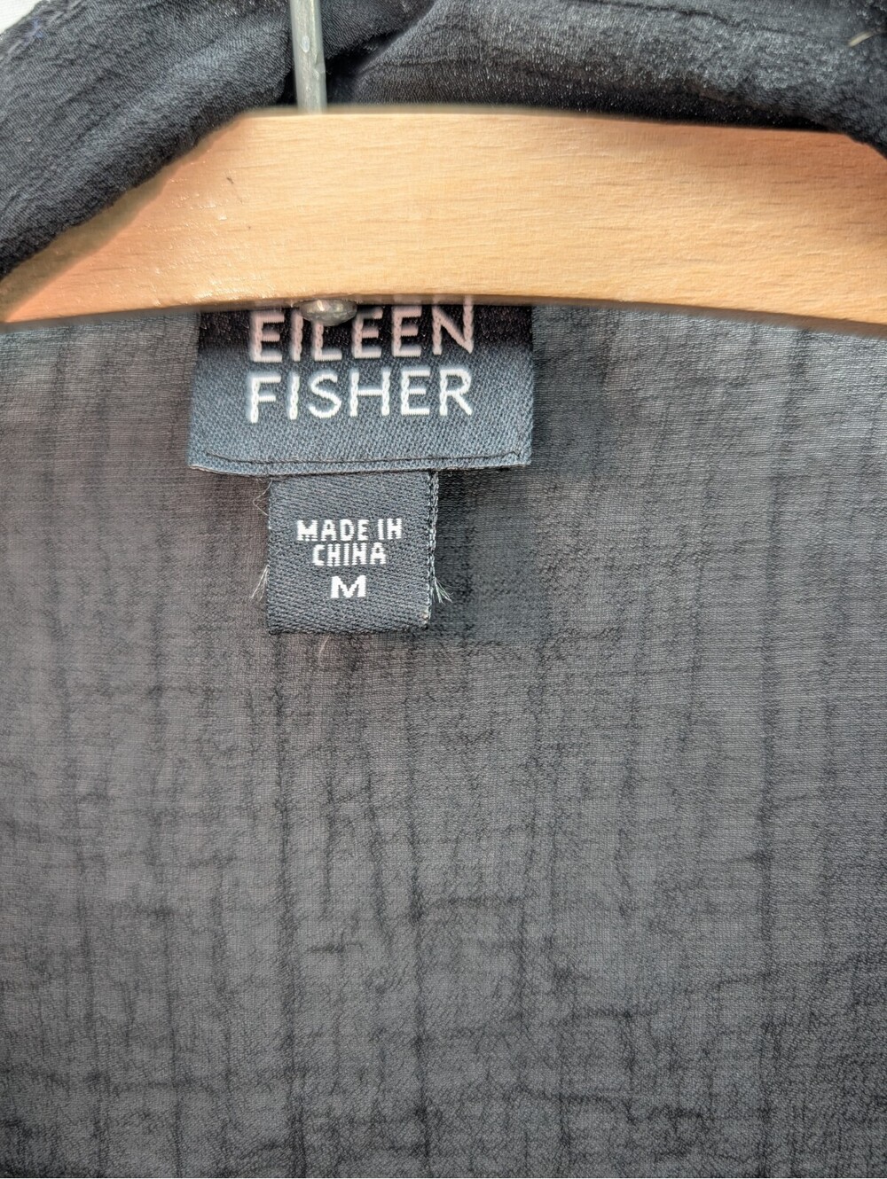 Eileen Fisher Black Button-Up see through shirt Tunic Size medium - Picture 3 of 6